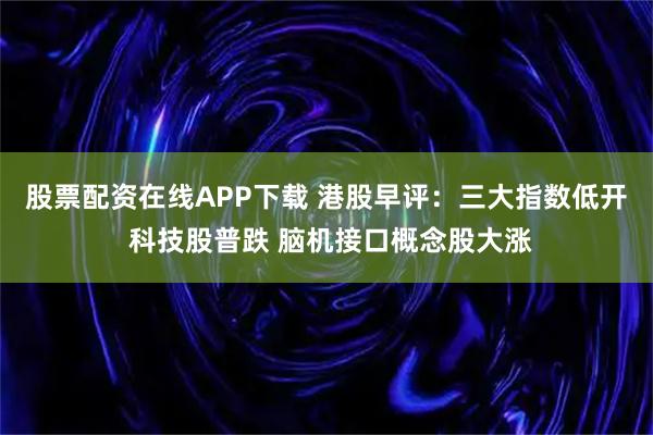 股票配資在線APP下載 港股早評：三大指數低開 科技股普跌 腦機接口概念股大漲